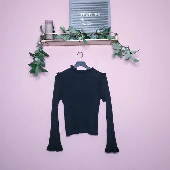 Line + Dot Revolve Jill Ribbed Knit Bell Sleeve Ruffle Sweater - Picture 15 of 15